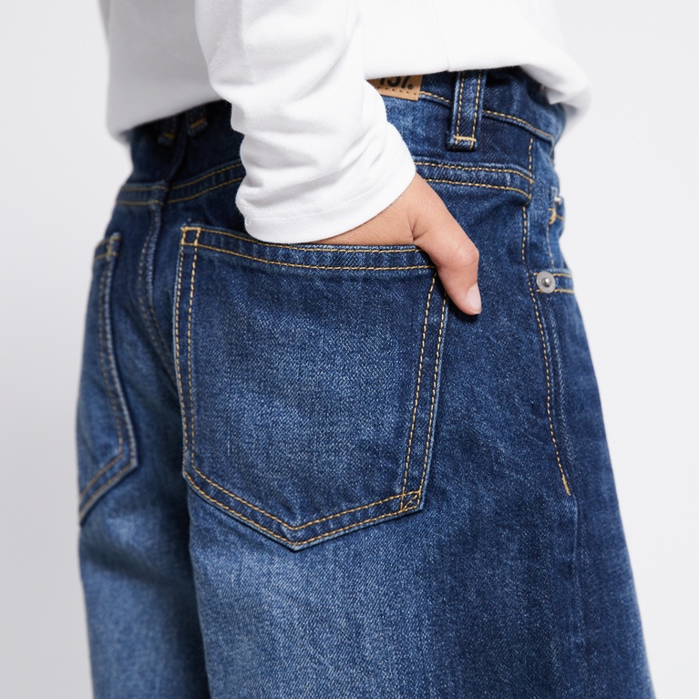 Mid waist wide jeans "Optiwide star" Dark used